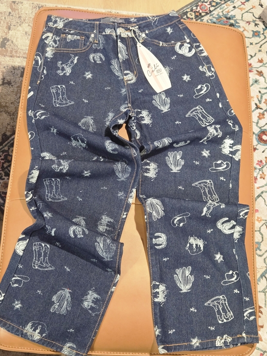 Cali1850 Denim - Cali1850 NWT Western Print Straight Leg Jeans | Cowboy Boots Cactus Rodeo | 7/28